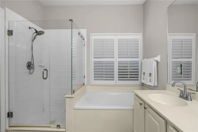 a bathroom with a sink and a shower