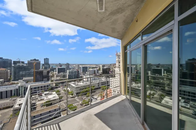 a view of a city with tall buildings