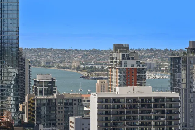 a view of city with tall buildings