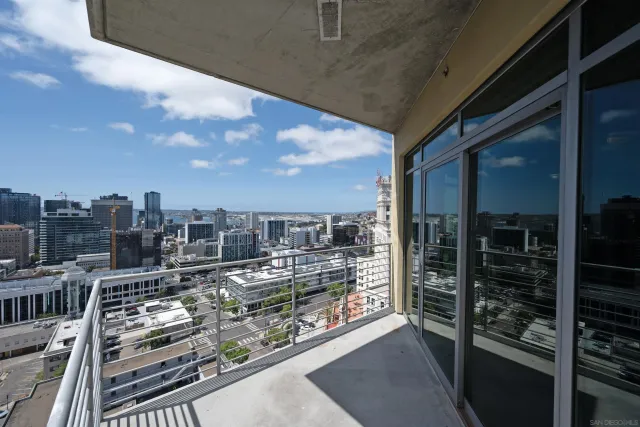 a view of a city with tall buildings