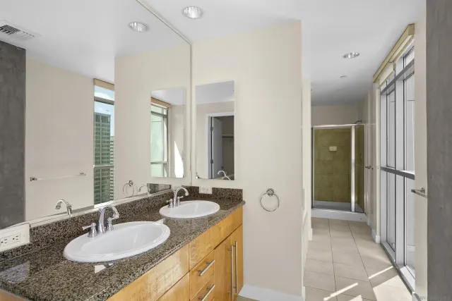 a bath tub sitting in a bathroom