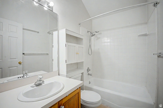 2058 California Avenue, Unit 2 Provo, UT 84606 - Photo 28 of 32 Bathroom featuring a built-in vanity with a laminate countertop and white oval sink