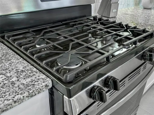 a close up of a stove