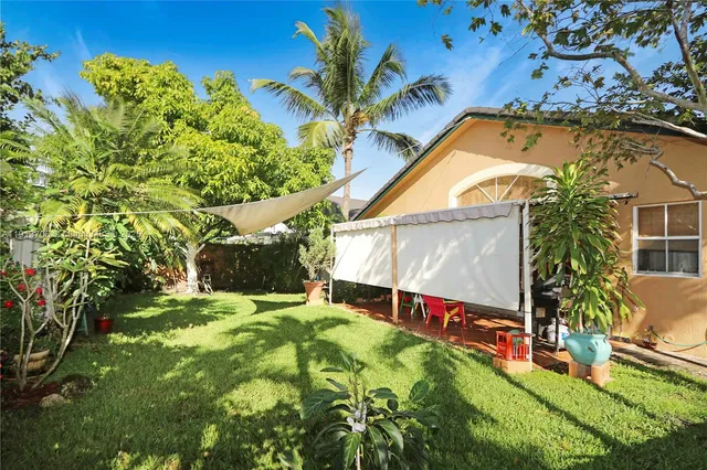an outdoor space with seating