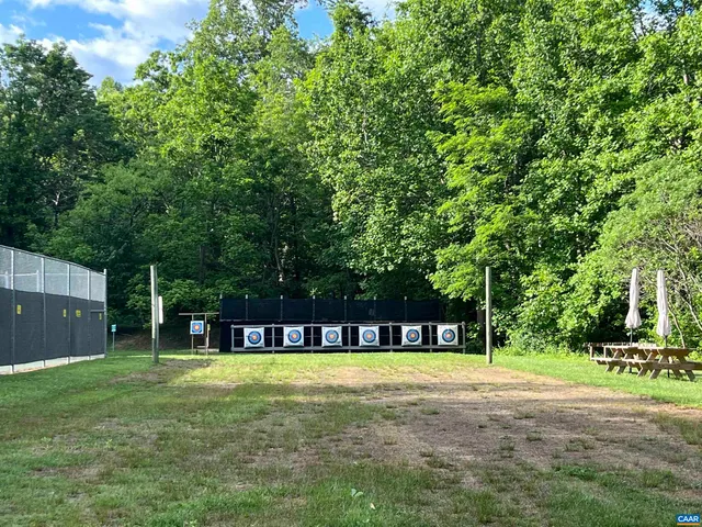 a view of swimming pool with green space