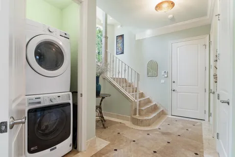 a bed room with a bed and a painting