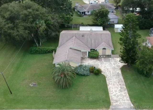 an aerial view of a house