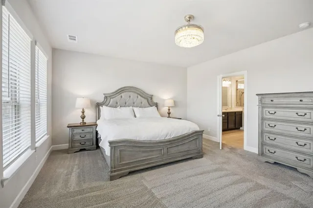 a bedroom with a bed and a closet