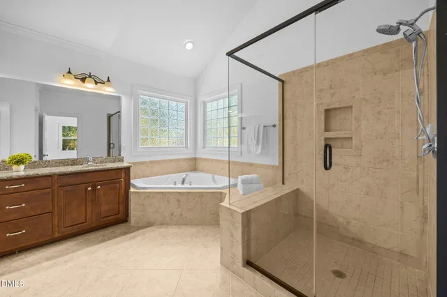 a bathroom with bathtub