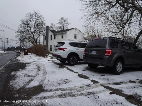 a view of a snow on the side of the road