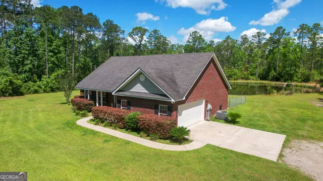 a living room with furniture and a clock