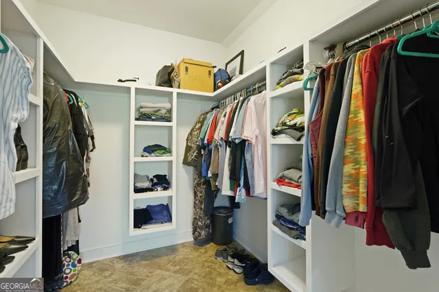 a view of a park with a large trees