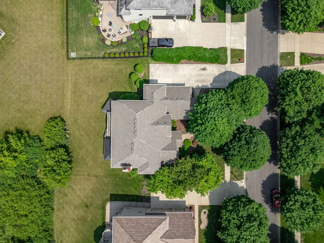 an aerial view of a house