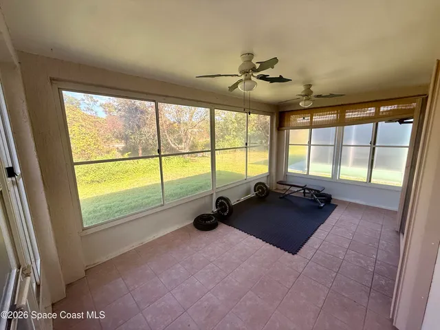 a living room with a large window