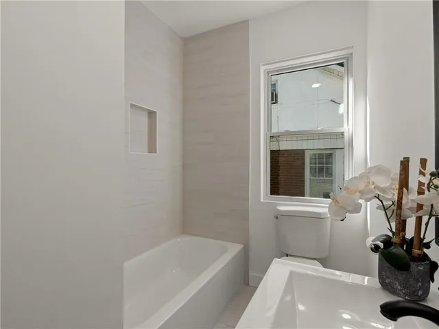 a bathroom with a tub