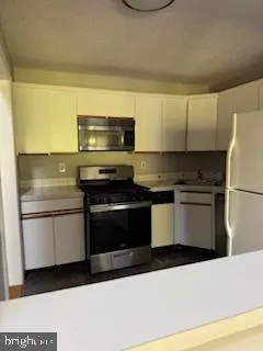 a kitchen with a stove and a refrigerator