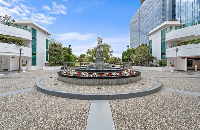 a view of a living room with a fountain
