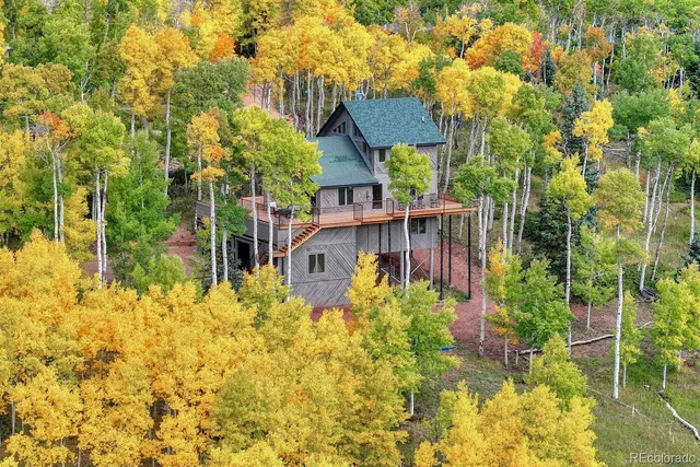 an aerial view of a house