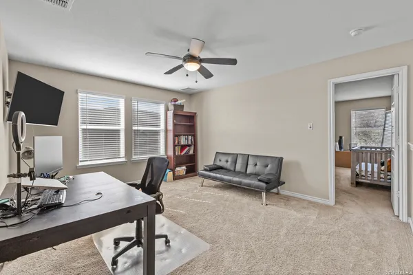 a work room with furniture