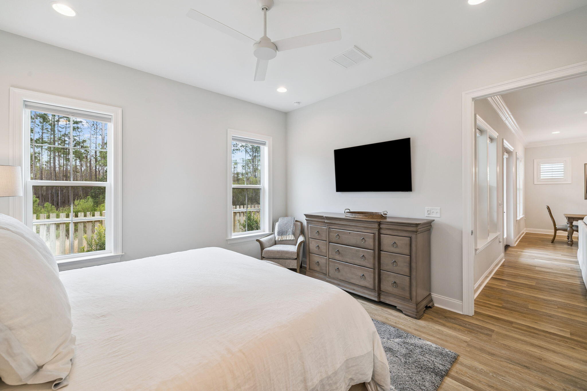 129 Suwannee Dr Inlet Beach Inlet Beach, FL 32461 - Photo 19 of 43 a bedroom with a bed and a flat screen tv