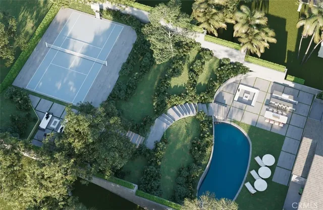 an aerial view of a house