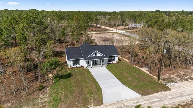 an aerial view of a house