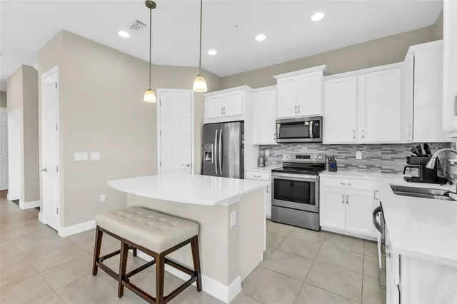 a view of a room with stairs