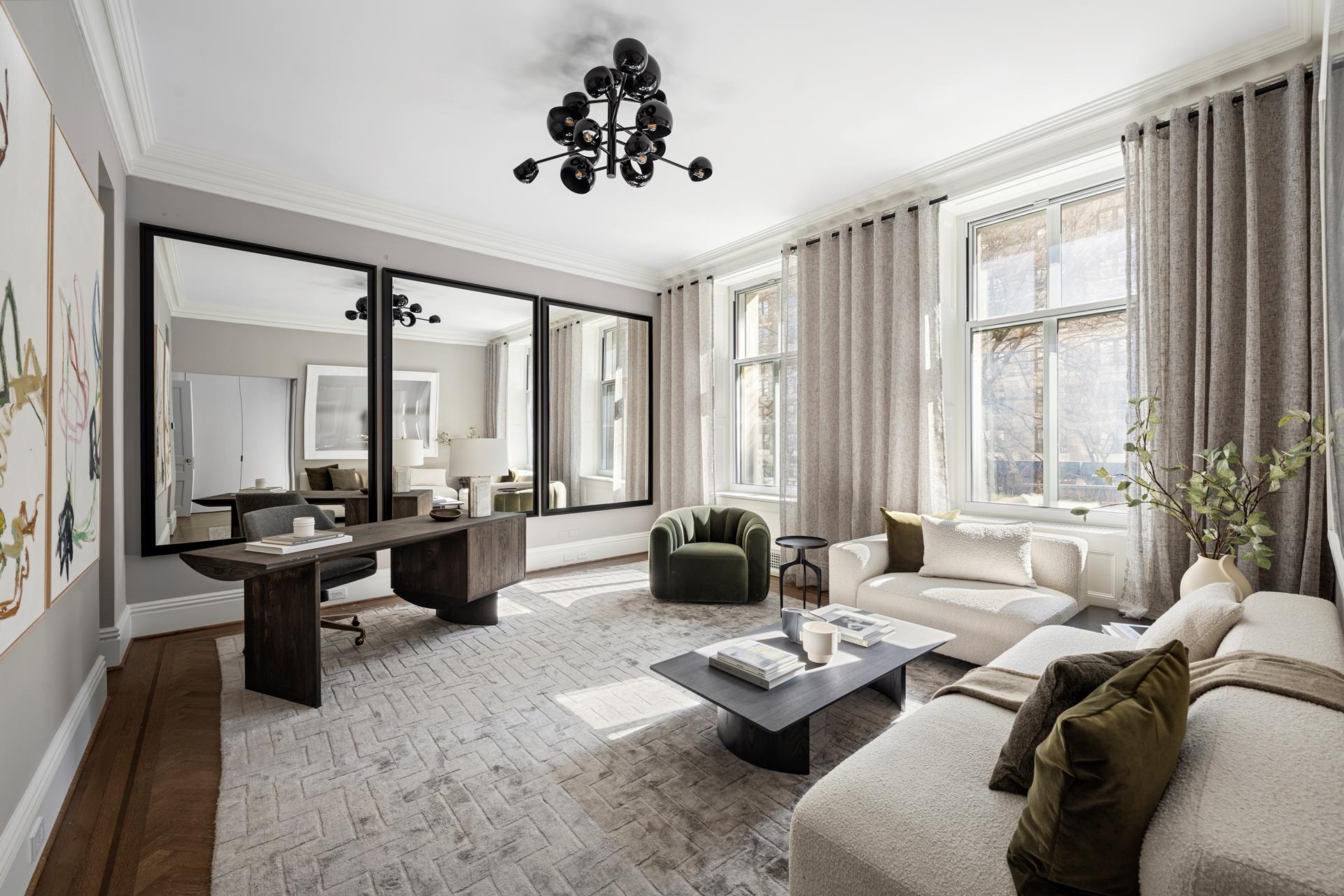 390 West End Avenue, Unit 2A Manhattan, NY 10024 - Photo 12 of 27 a living room with furniture large window and outdoor view