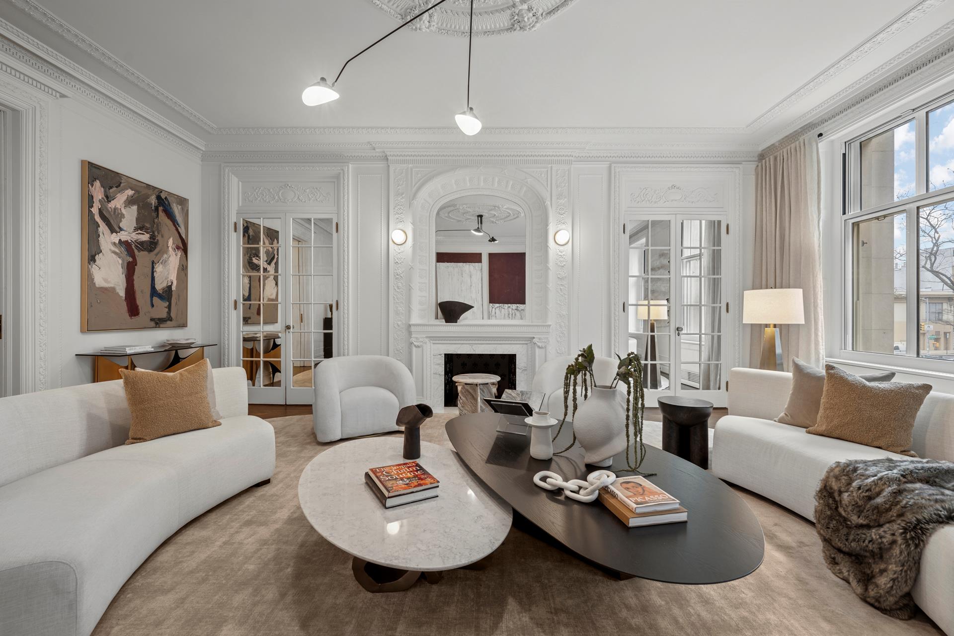 390 West End Avenue, Unit 2A Manhattan, NY 10024 - Photo 7 of 27 a living room with furniture couches and a fireplace