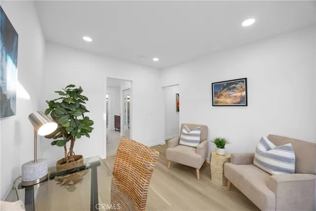 a living room with furniture flowerpot and a potted plant