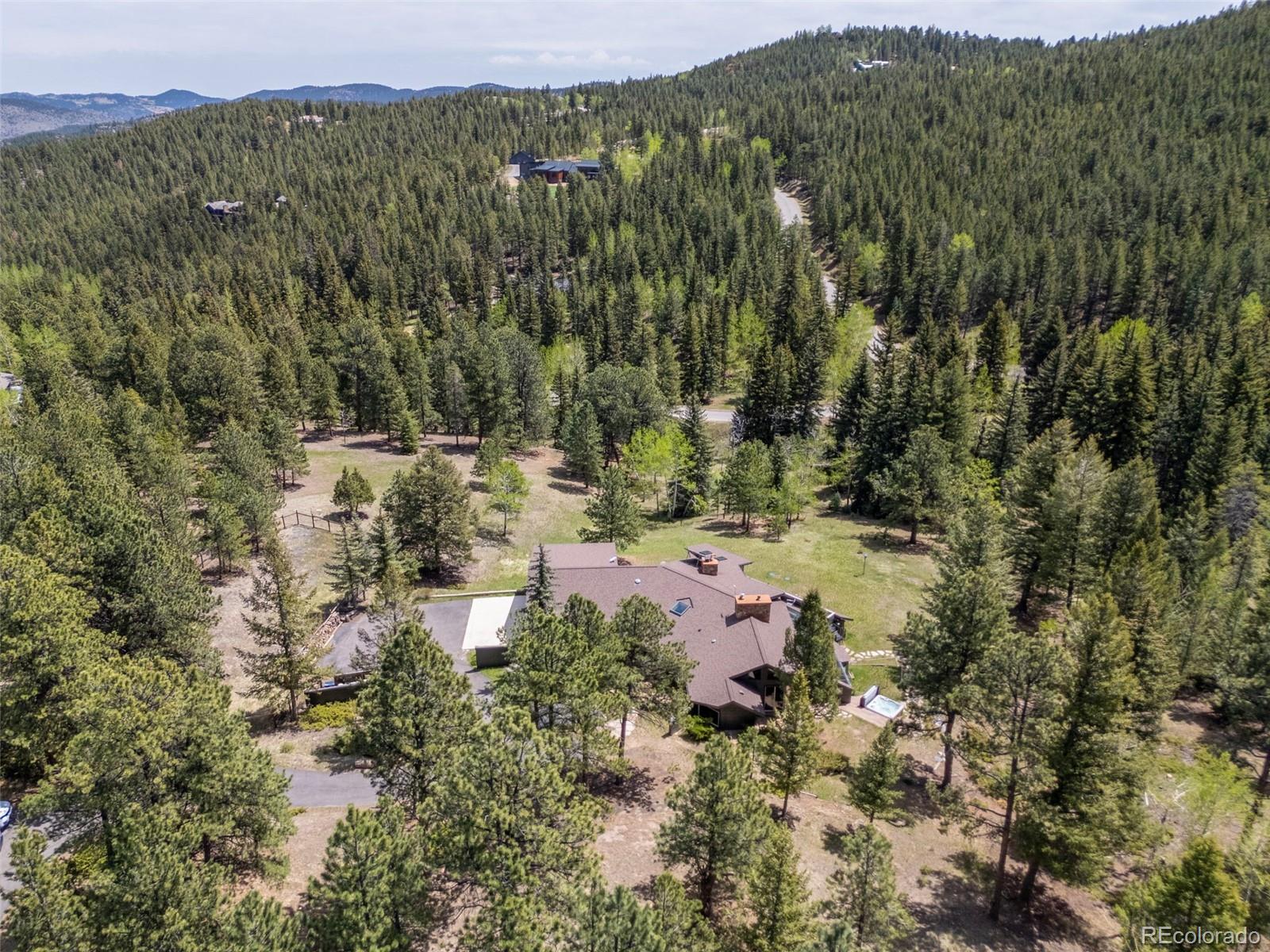 1323 South Snyder Gulch Road Evergreen, CO 80439 - Photo 15 of 47 a view of a forest with a house