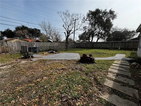 a view of a yard with a slide