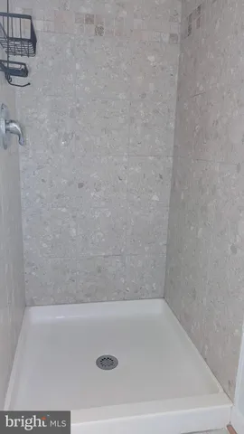 a bathroom with a bathtub