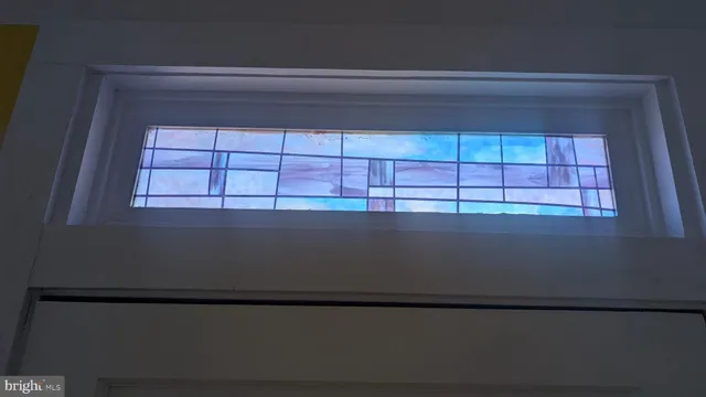 a view of a small space with a window