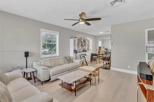 a living room with furniture