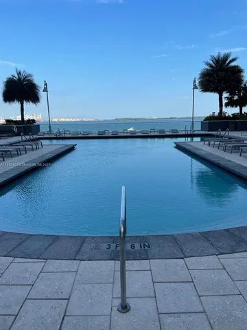 a view of a lake with a terrace