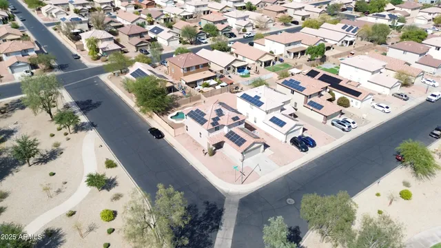 an aerial view of a house