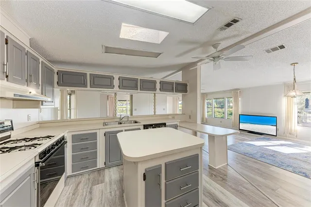 a view of a big room with windows and closet
