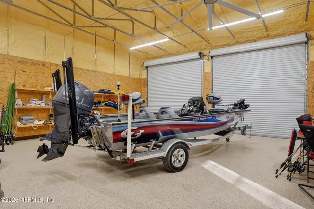 a car is parked in a parking garage