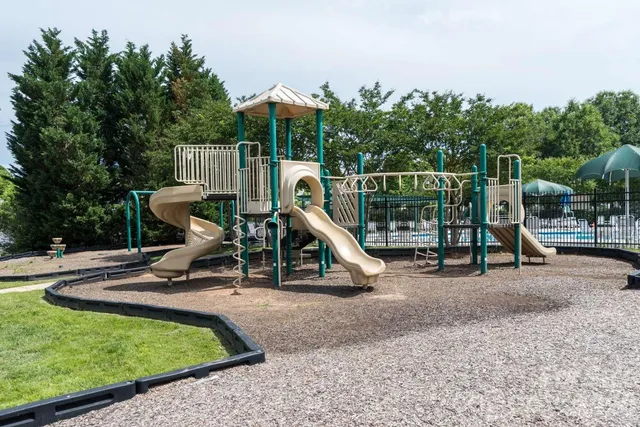 a view of a park with slide