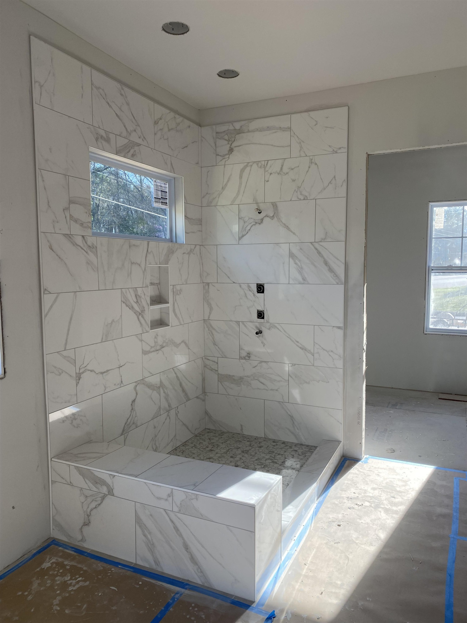 9121 Breeland Way Raleigh, NC 27613 - Photo 11 of 24 Owner's Bath w/ tile shower, frameless glass enclosure, separate free standing tub. Owner's Bath
