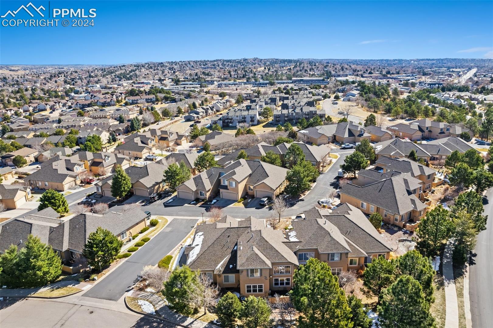5655 Sonnet Ridge Point Colorado Springs, CO 80918 - Photo 41 of 47 Bird's eye view of townhome community and back of the property
