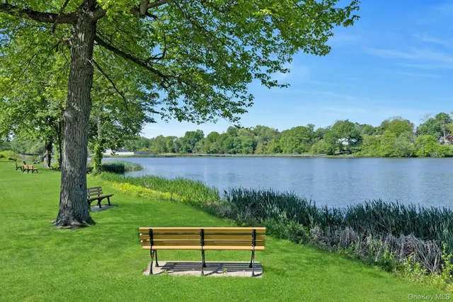 a park view with a lake view