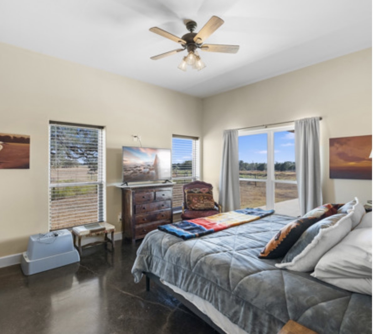 7210 Goehring Road Ledbetter, TX 78946 - Photo 15 of 47 a bedroom with a bed and a couch