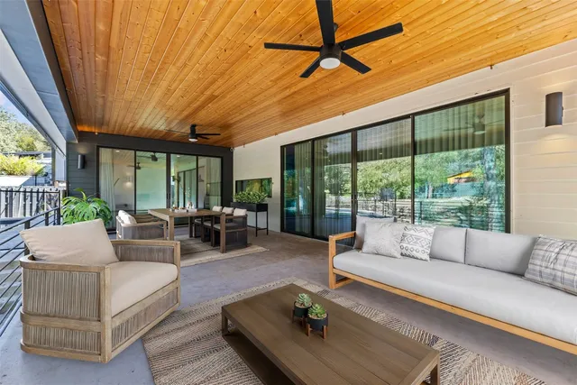 a backyard of a house with lots of green space