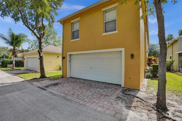 a view of a park with tree s