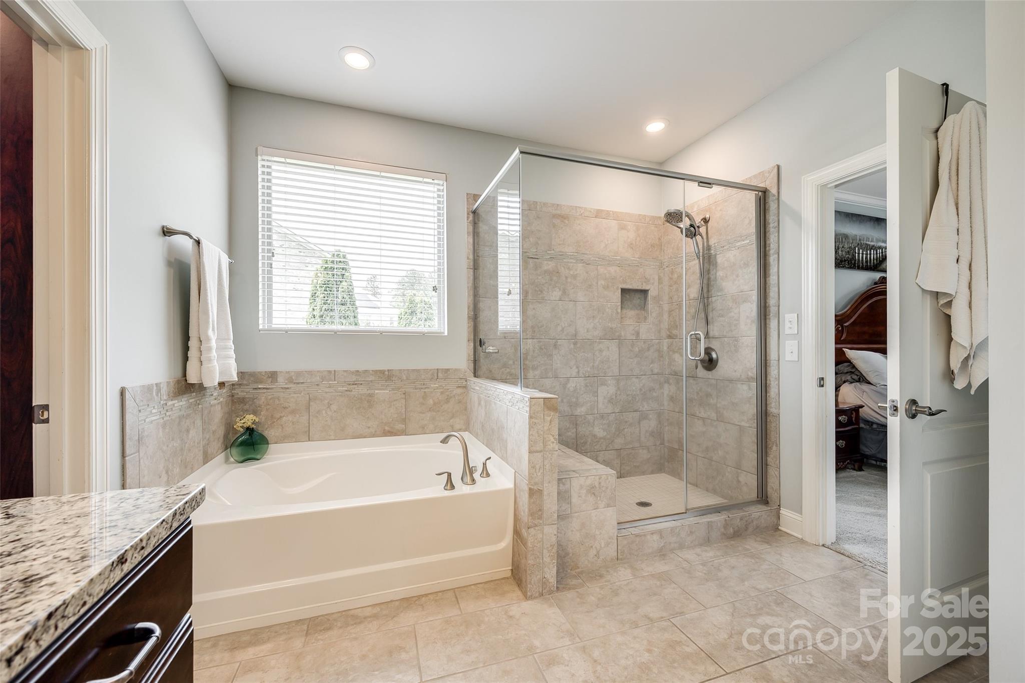 4220 Thames Circle Fort Mill, SC 29715 - Photo 19 of 44 a spacious bathroom with a granite countertop tub shower and sink