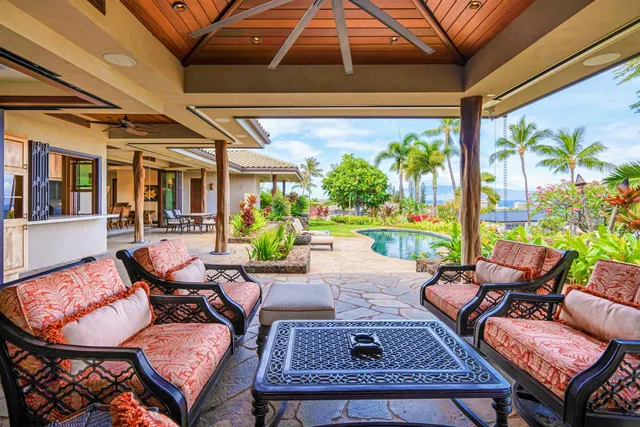 a outdoor living space with furniture