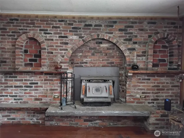 a closeup of a fireplace