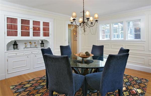 91 Nehoiden Road Newton, MA 02468 - Photo 3 of 12 a dining room with furniture a chandelier and wooden floor
